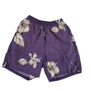 Vintage Palmwave Purple Lined Floral Surf Shorts